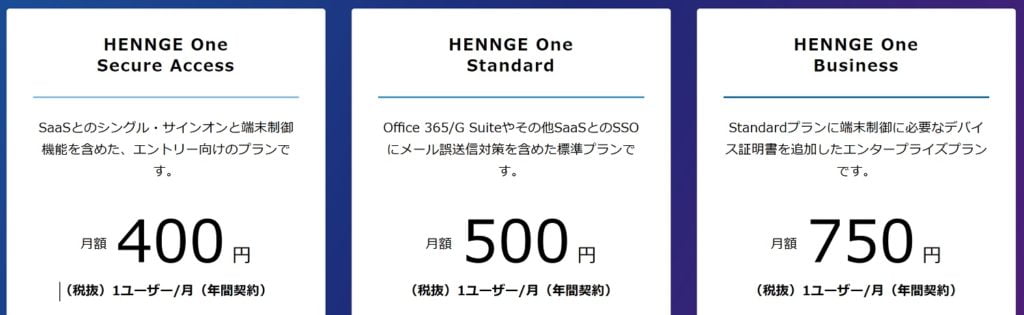 HENNGE Oneの利用料金