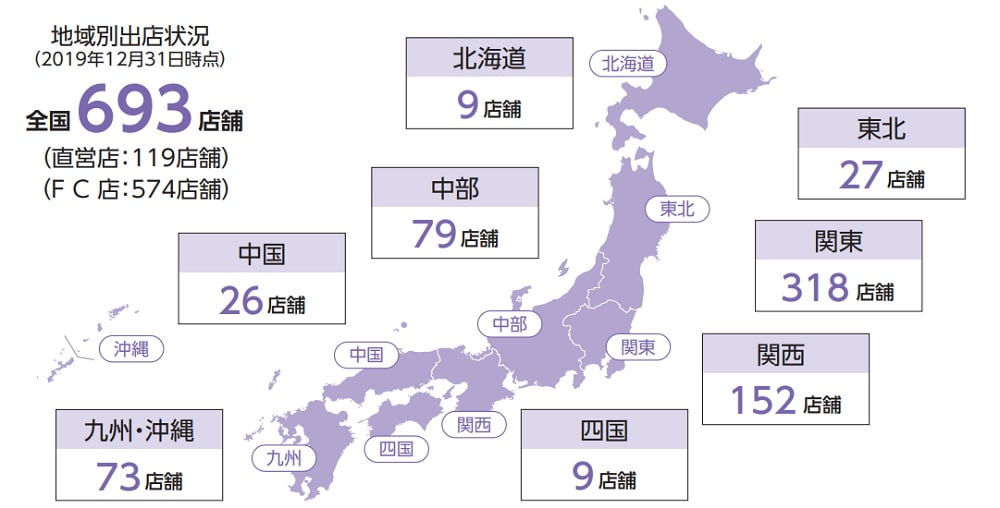 Fast Fitness Japanの店舗ネットワーク