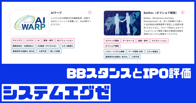 システムエグゼIPOのBBスタンスとIPO評価